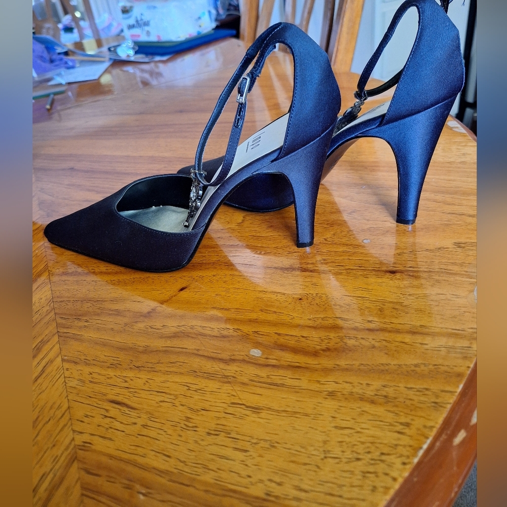 IMPO BLACK SATIN HEELS